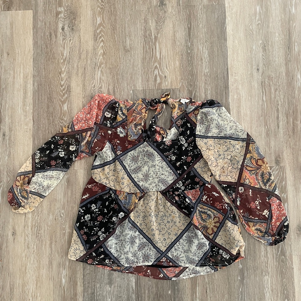 Patchwork Long Sleeve Women's Top